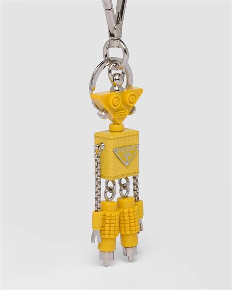 Sunny Yellow Robot Saffiano Leather Bag Charm 